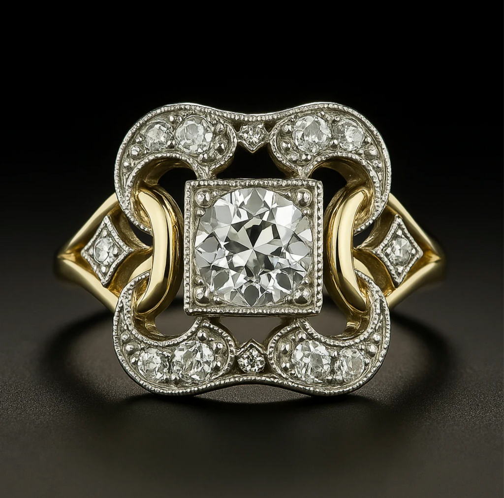Klassischer Goldring Mit Vintage Zirkonia