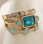 Klassisches Vintage Kristall Ring Set
