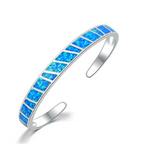 Eleganter Silberner Blauer Feueropal Verstellbarer Armreif