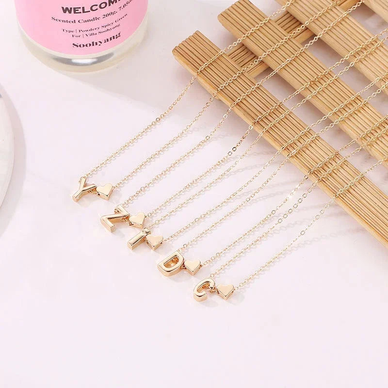 Elegante Gold Herz Initialen Halskette