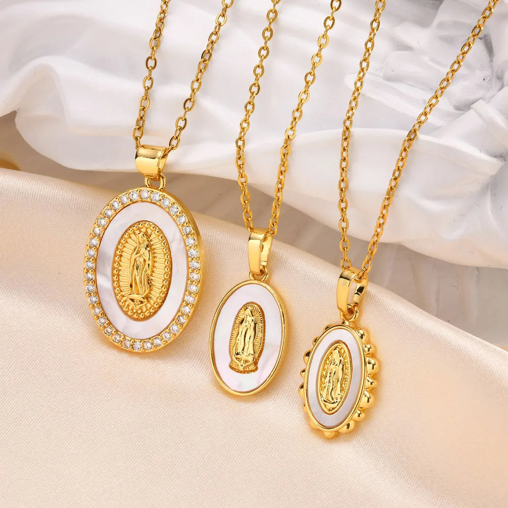 Goldene Mary Ovalanhänger Halskette