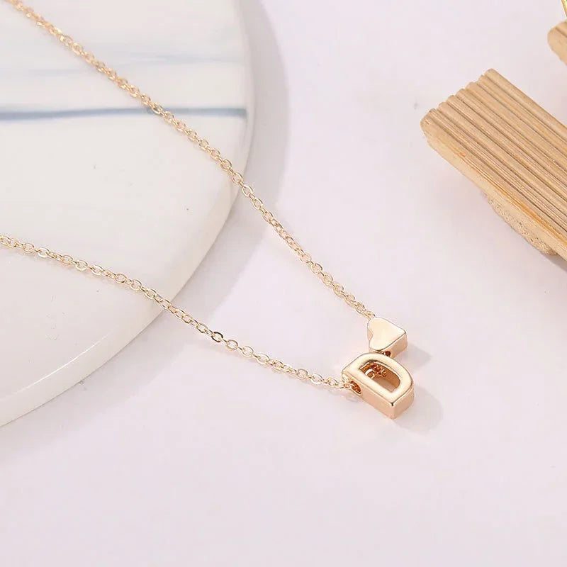 Elegante Gold Herz Initialen Halskette