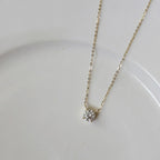 Sterlingsilber 18K Goldbeschichtete Zirkonia Halskette