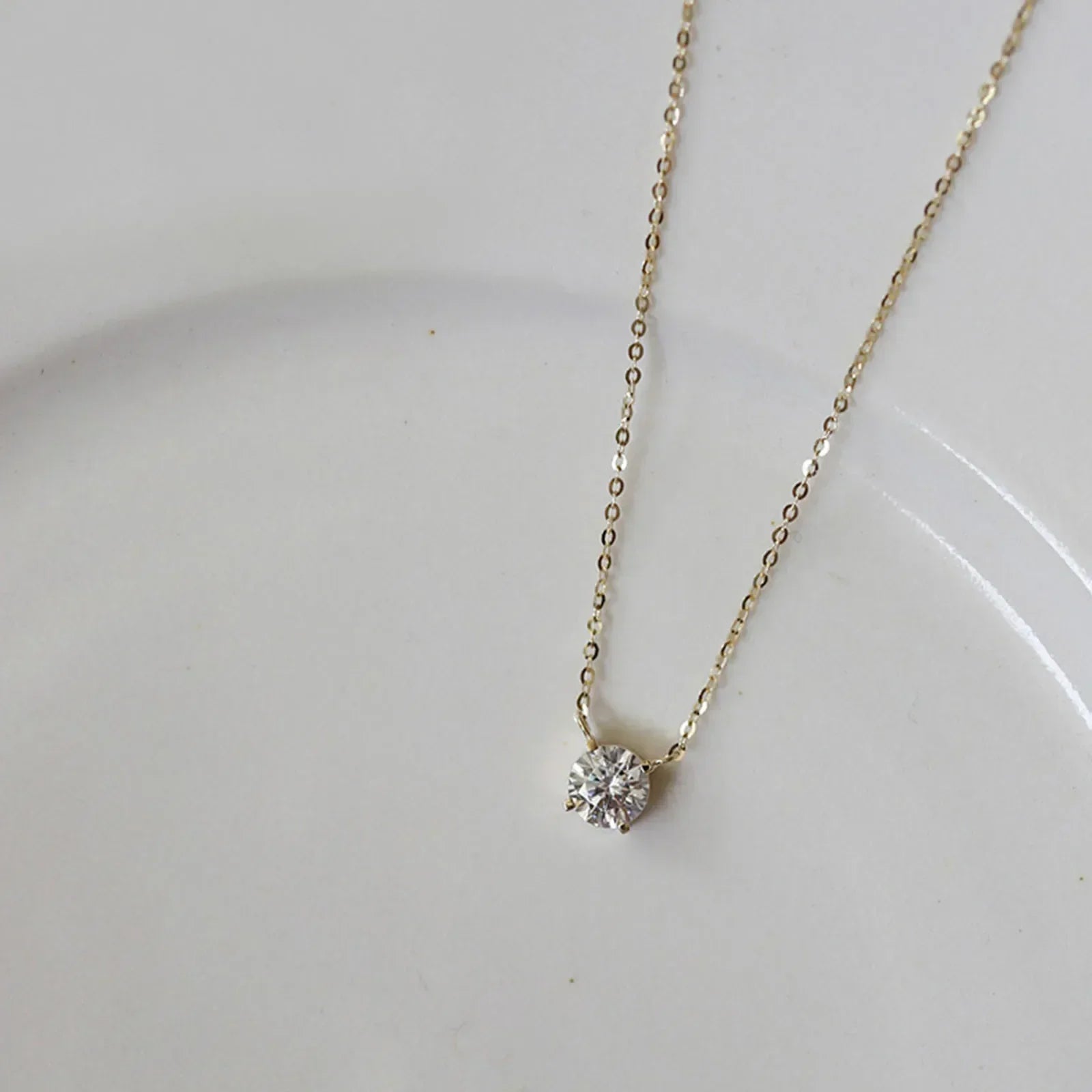 Sterlingsilber 18K Goldbeschichtete Zirkonia Halskette