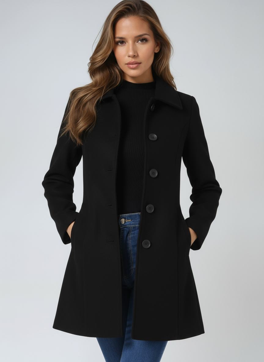 Maja | Damen Midi Mantel mit Reverskragen