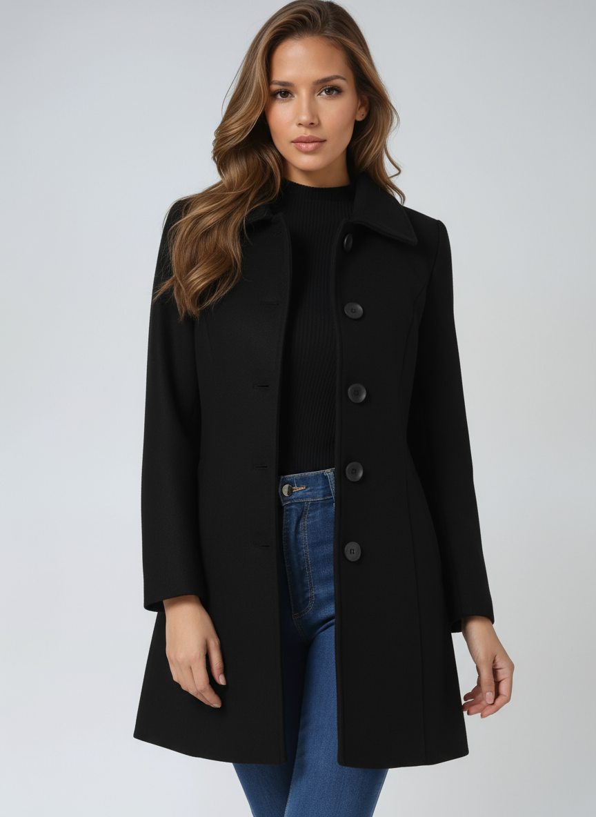 Maja | Damen Midi Mantel mit Reverskragen