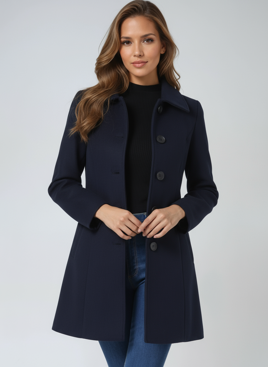 Maja | Damen Midi Mantel mit Reverskragen