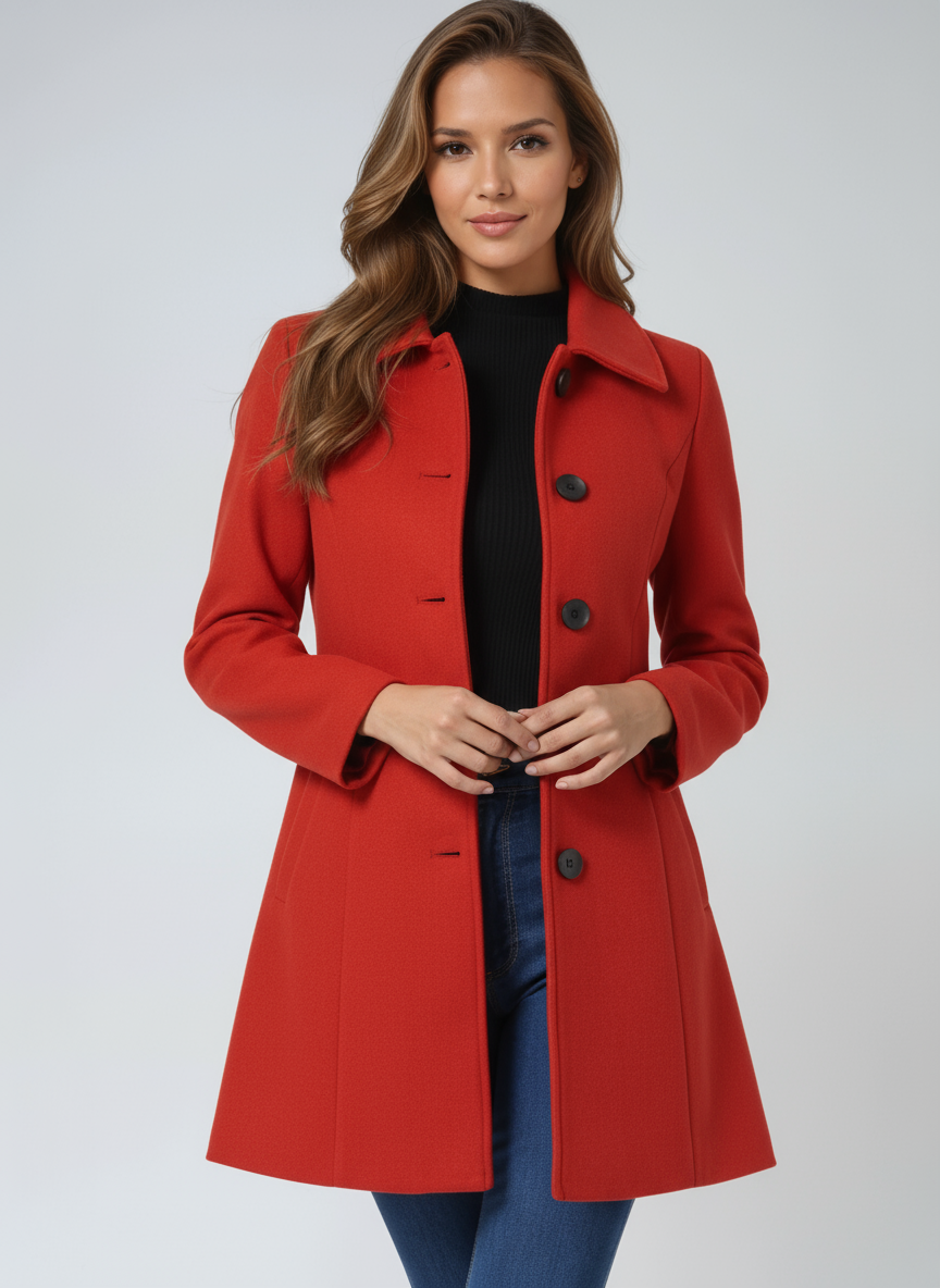 Maja | Damen Midi Mantel mit Reverskragen