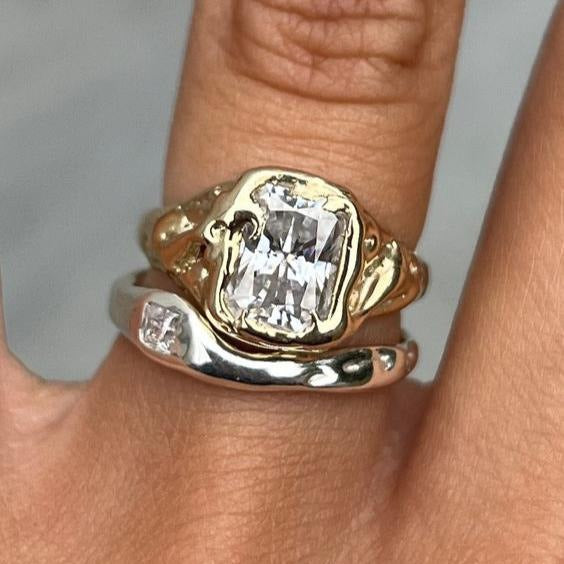 Helles Schicht Gold-Silber Ring Set