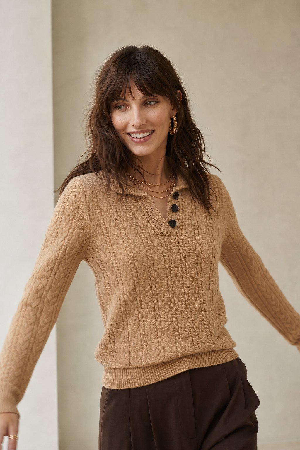 Strickpullover Damen mit Knopfleiste