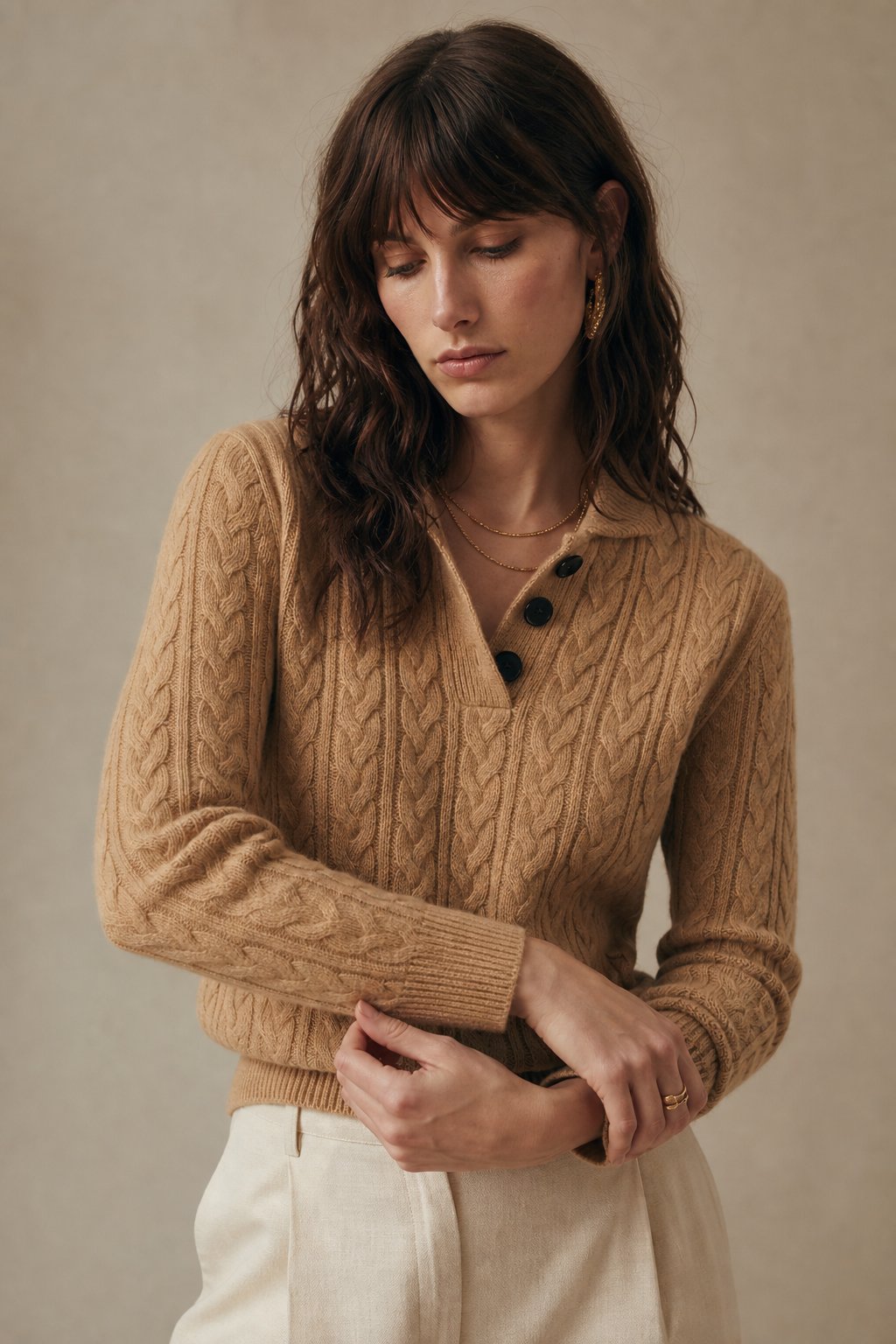 Strickpullover Damen mit Knopfleiste