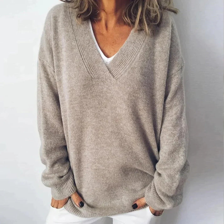 Lea | Damen Kaschmir Pullover mit V-Ausschnitt