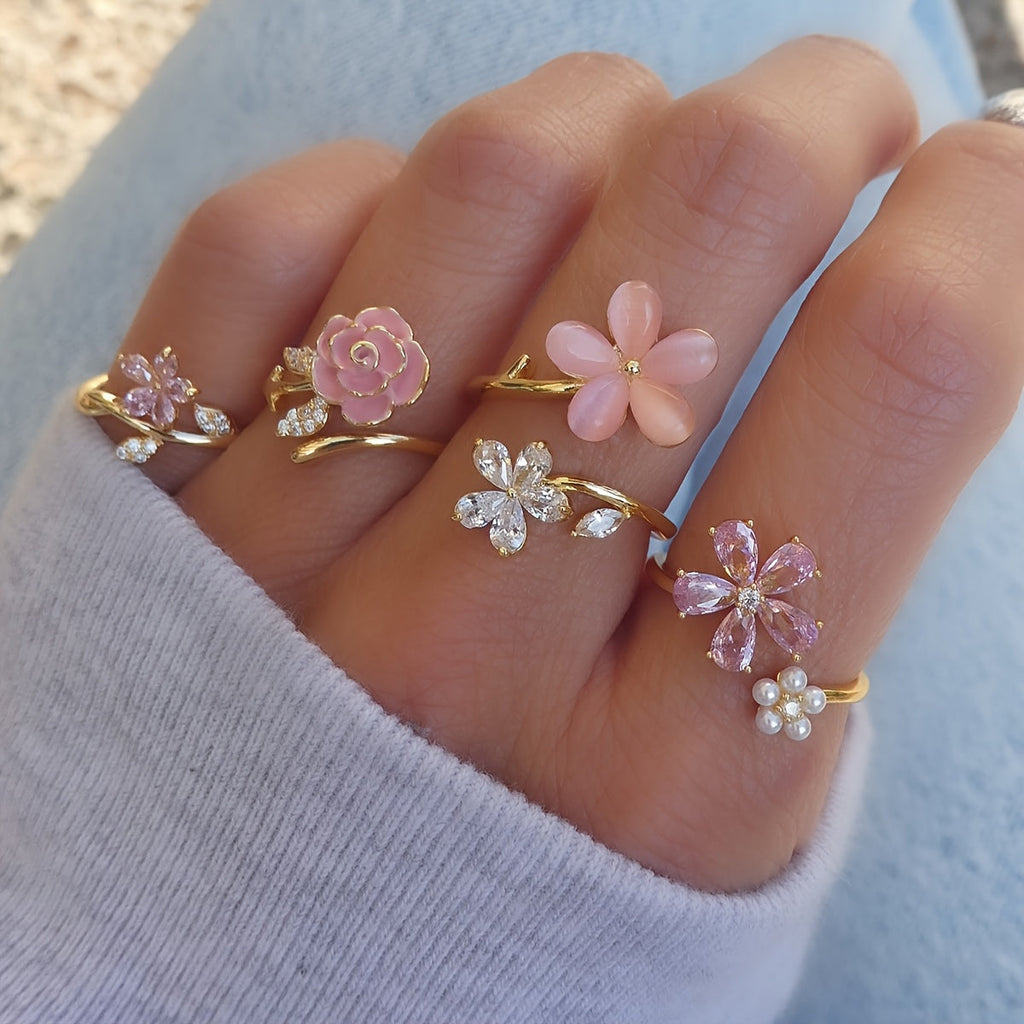 Legierter Strass Perlen Ring Set