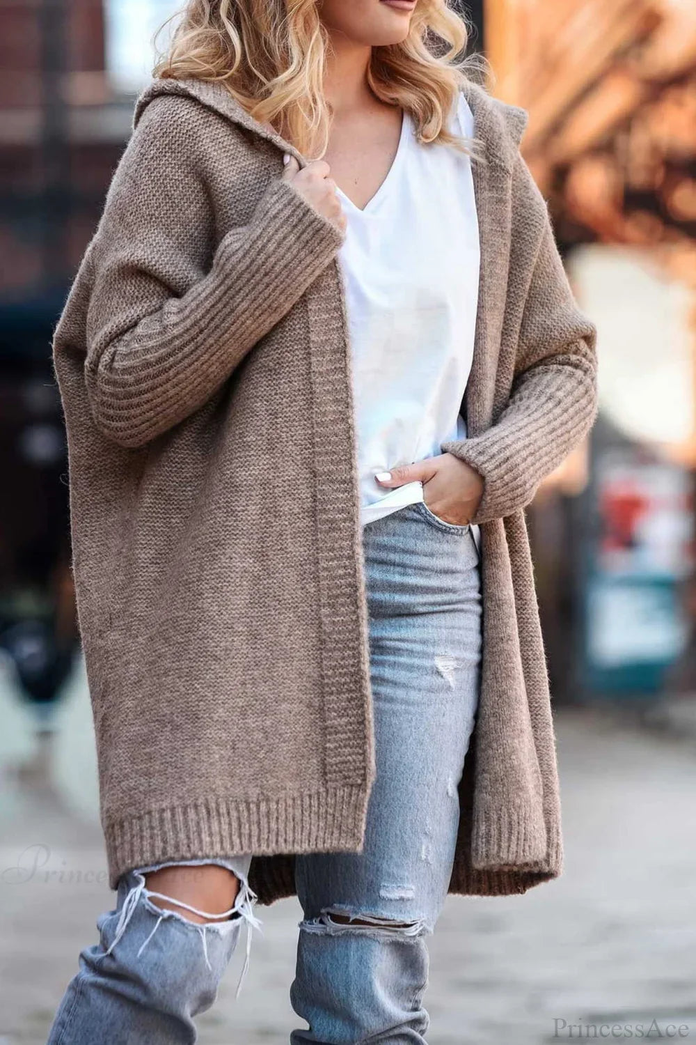 Weiche Strickjacke Damen mit Farbblock