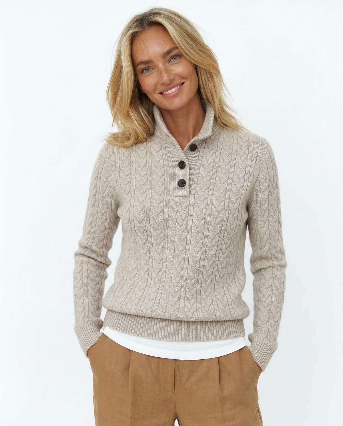 Strickpullover Damen mit Knopfleiste