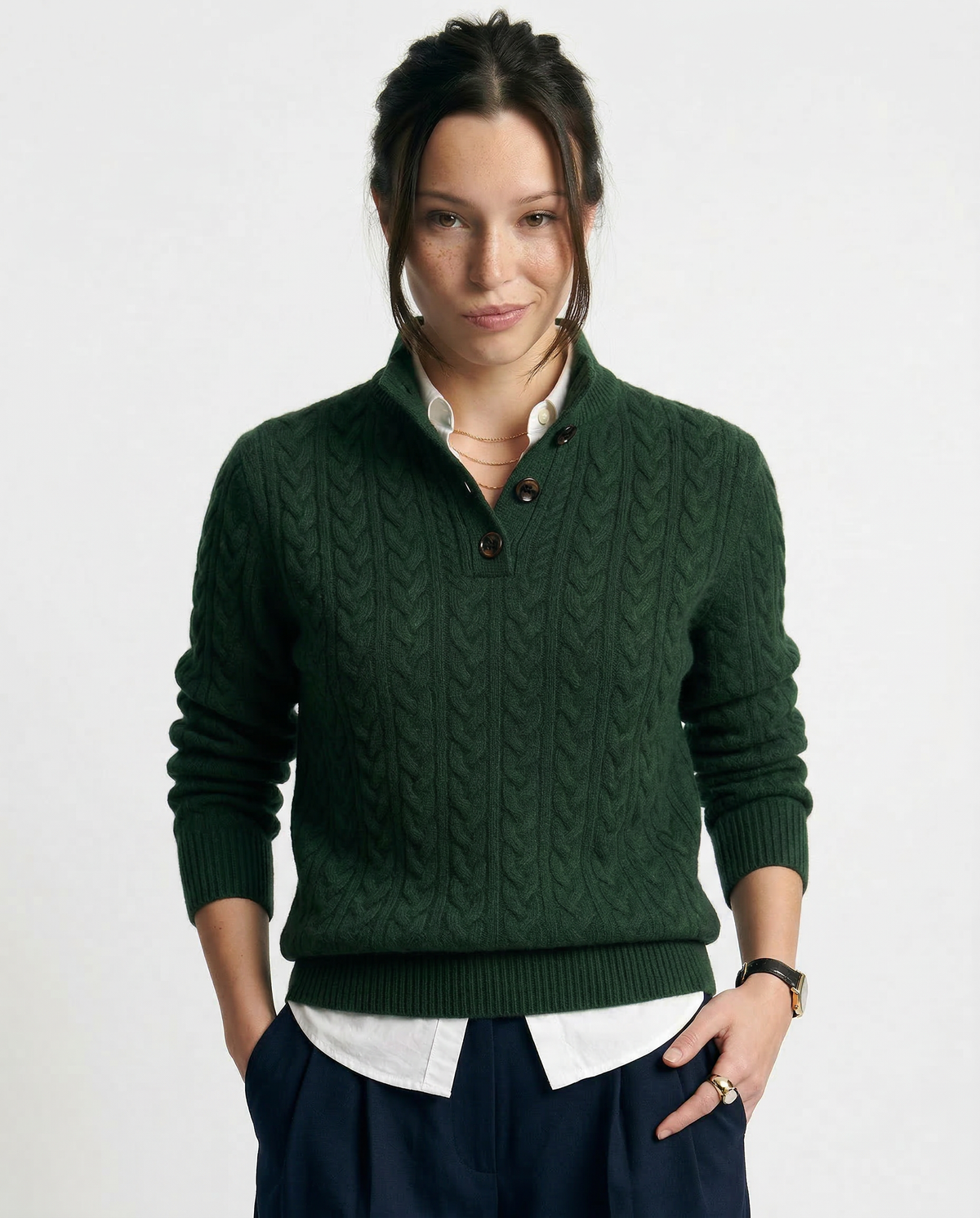 Strickpullover Damen mit Knopfleiste