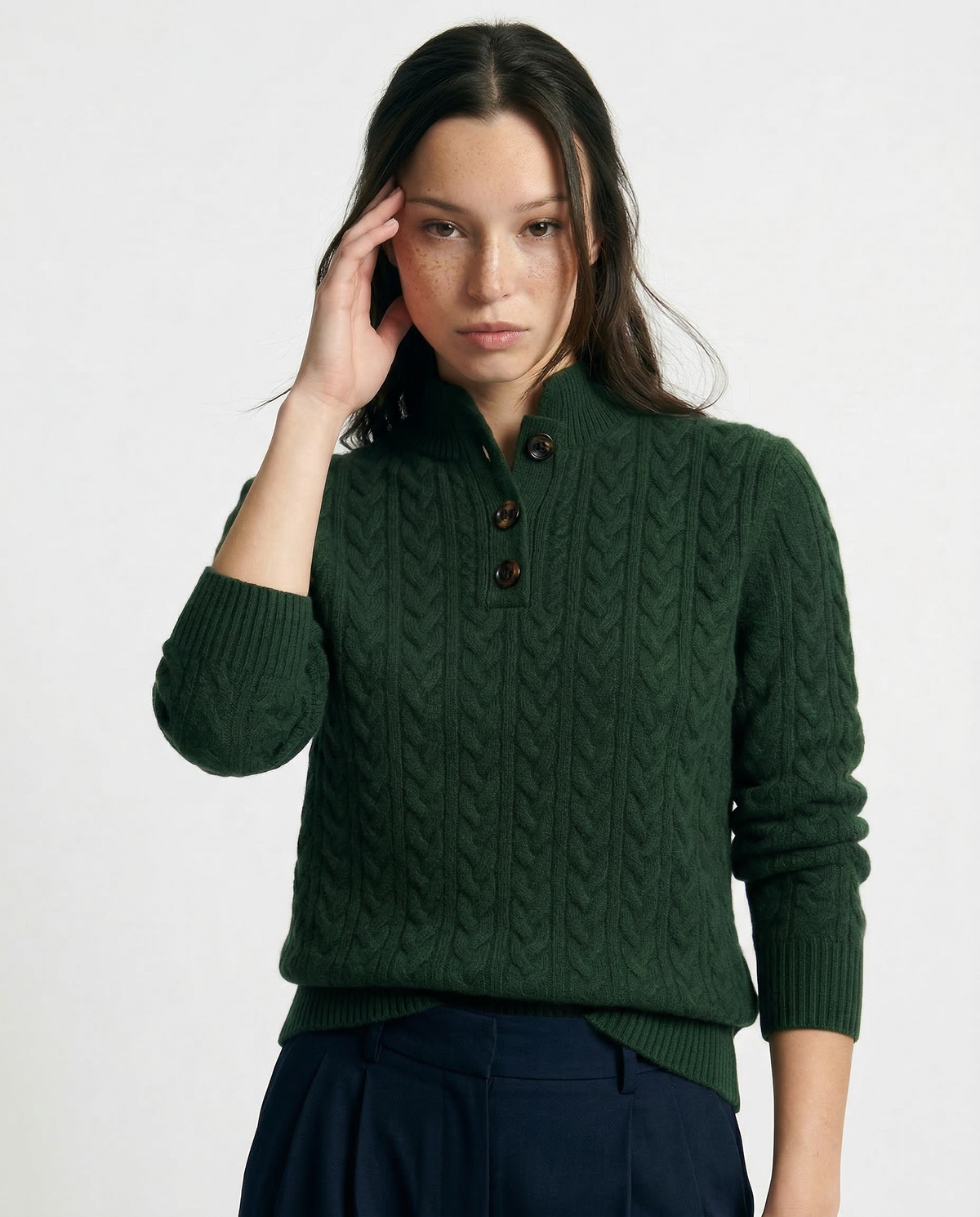 Strickpullover Damen mit Knopfleiste