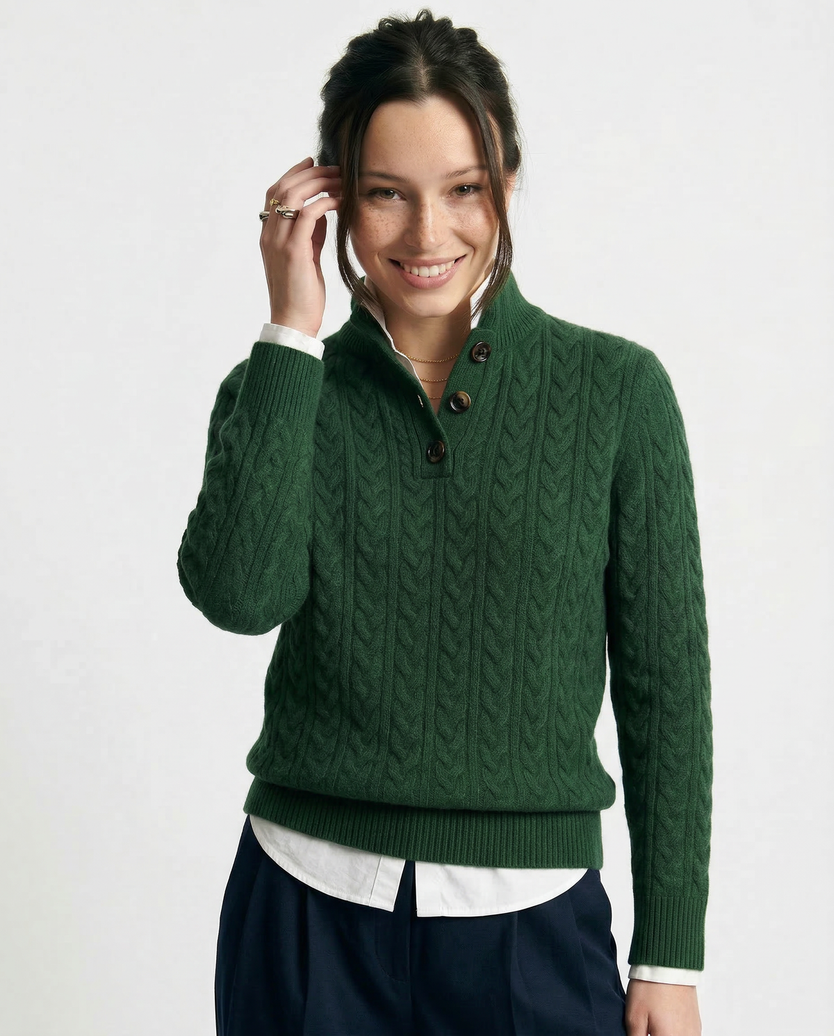 Strickpullover Damen mit Knopfleiste