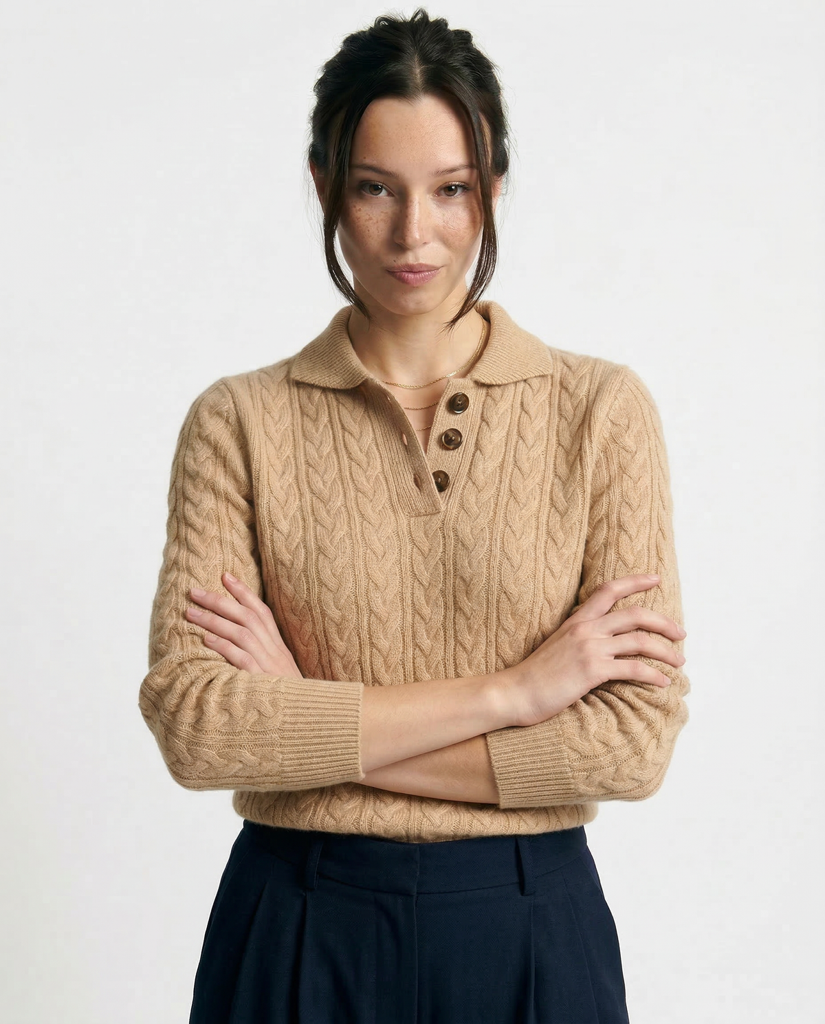 Strickpullover Damen mit Knopfleiste