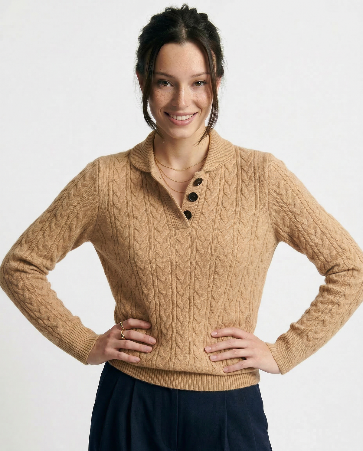 Strickpullover Damen mit Knopfleiste