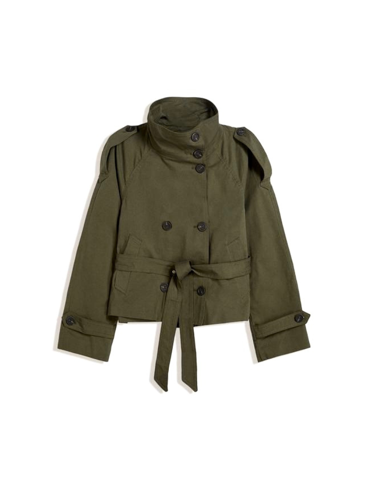 Damen Kurze Jacke mit Bindegürtel