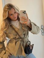 Damen Kurze Jacke mit Bindegürtel
