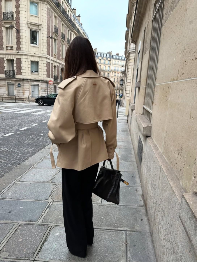Damen Kurze Jacke mit Bindegürtel