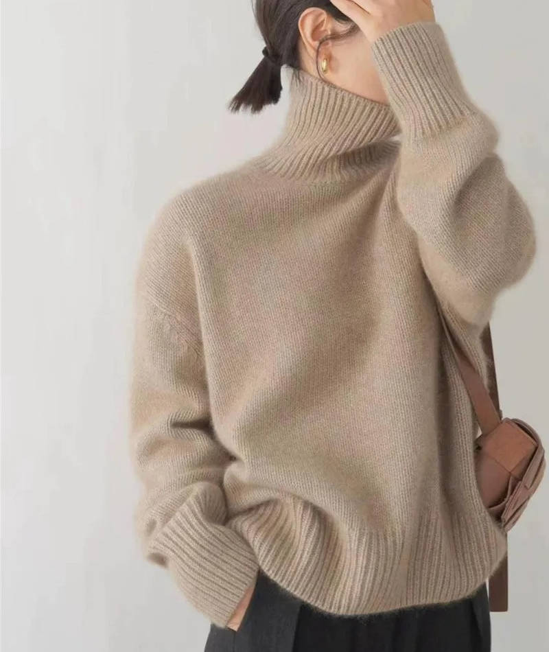 Weicher Rollkragenpullover Damen aus Kaschmir