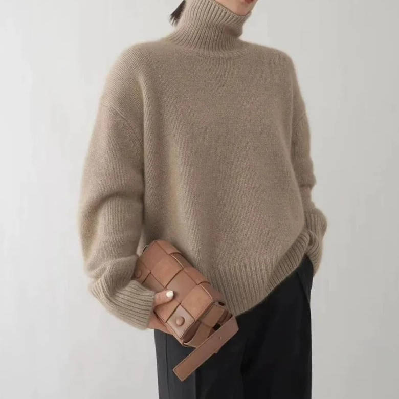 Weicher Rollkragenpullover Damen aus Kaschmir