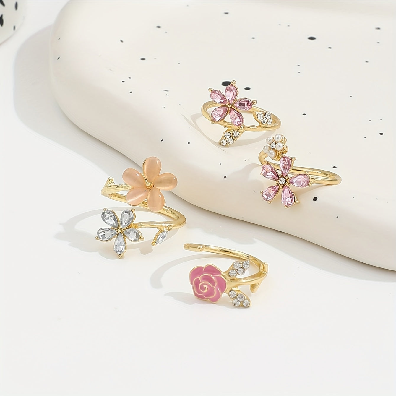 Legierter Strass Perlen Ring Set