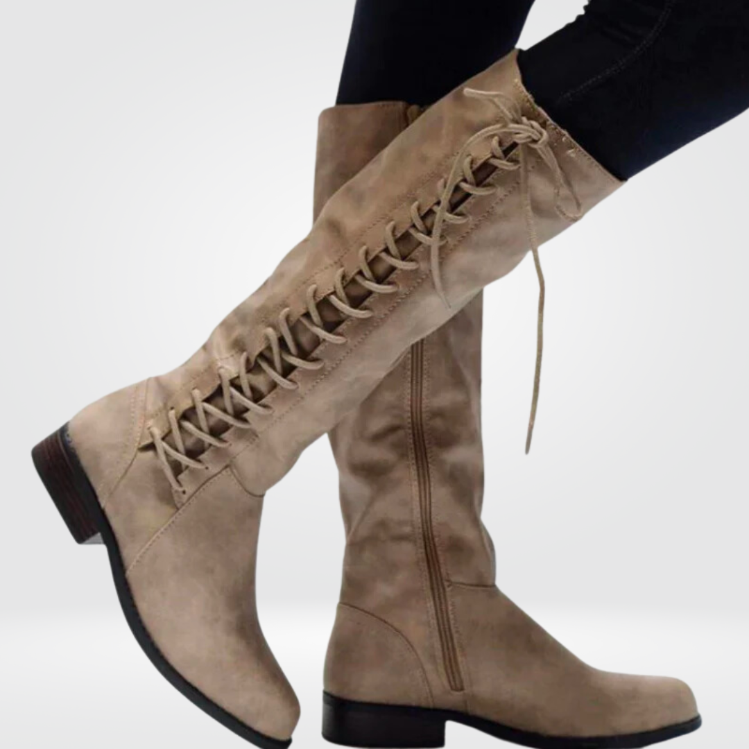 Ella | Damen Kniestiefel mit Blockabsatz
