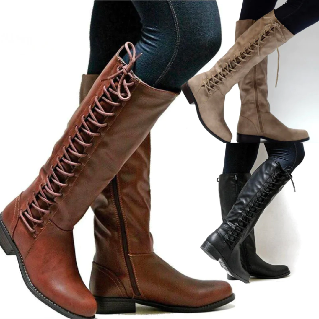 Ella | Damen Kniestiefel mit Blockabsatz