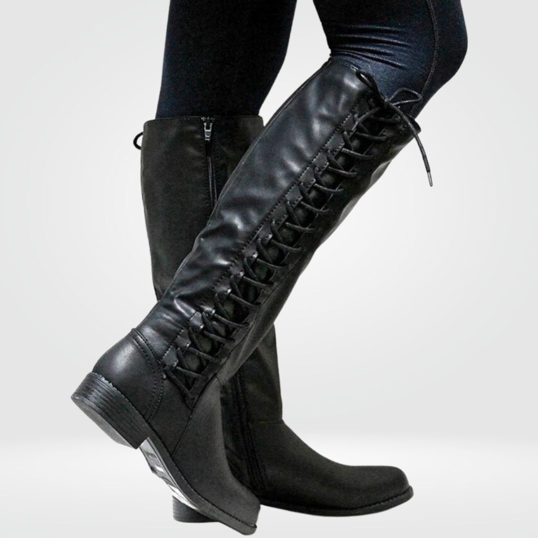 Ella | Damen Kniestiefel mit Blockabsatz