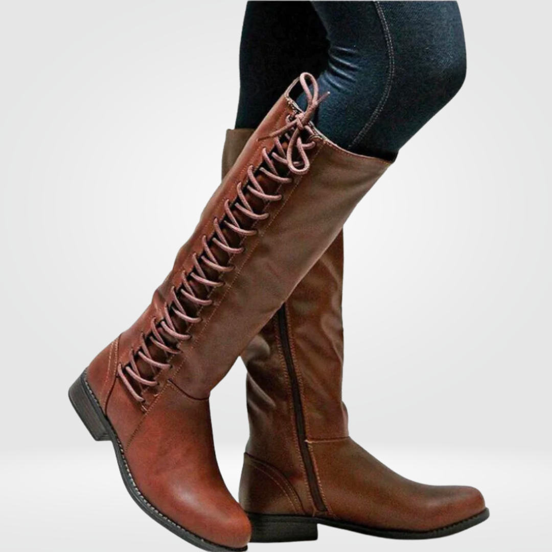 Ella | Damen Kniestiefel mit Blockabsatz