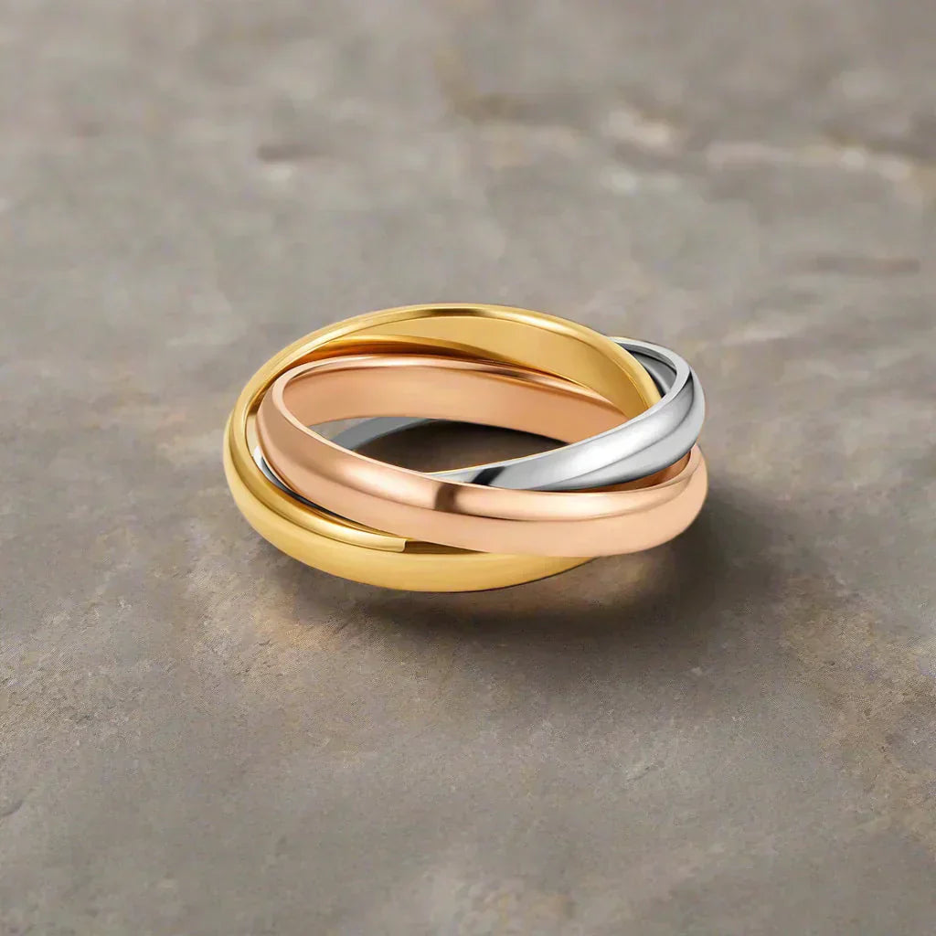 Trinity Verschlungener Gold Silber und Rosering