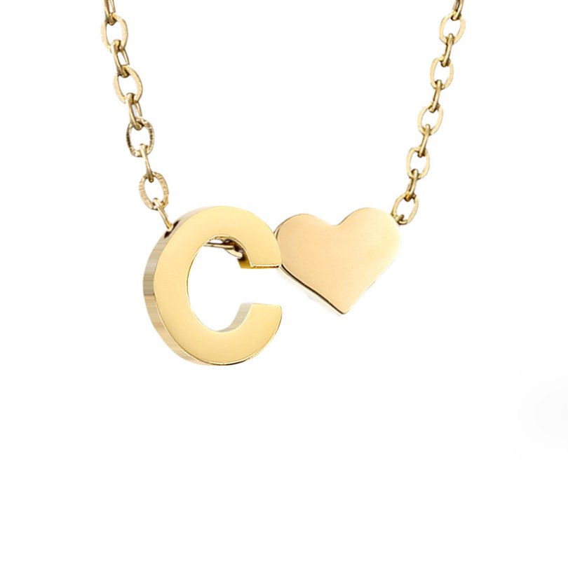 Zeitlose Initialen Halskette mit Herz Charm