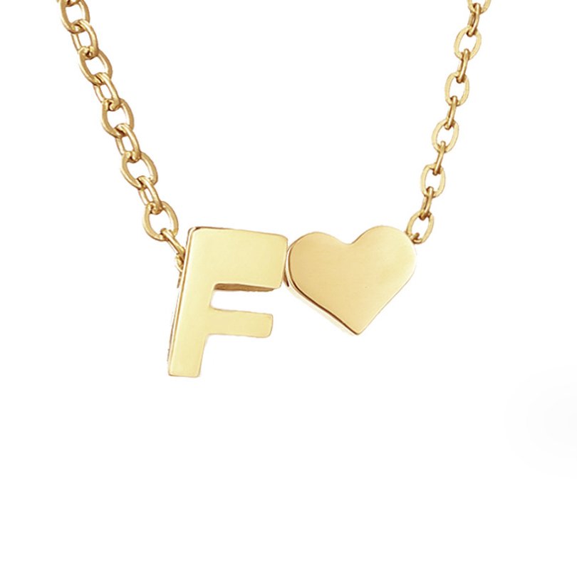 Zeitlose Initialen Halskette mit Herz Charm