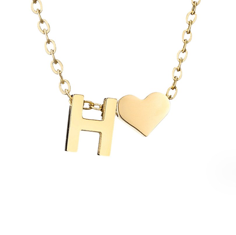 Zeitlose Initialen Halskette mit Herz Charm