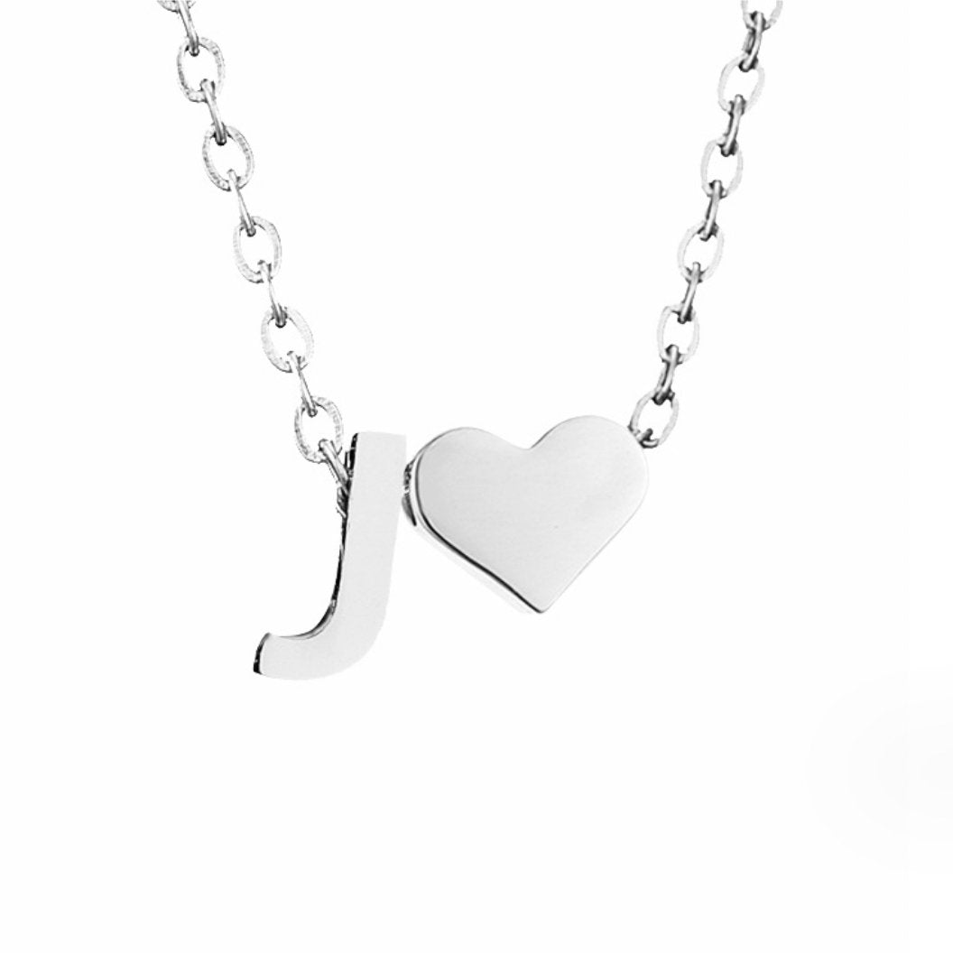 Zeitlose Initialen Halskette mit Herz Charm