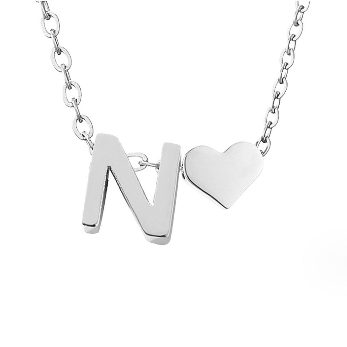 Zeitlose Initialen Halskette mit Herz Charm