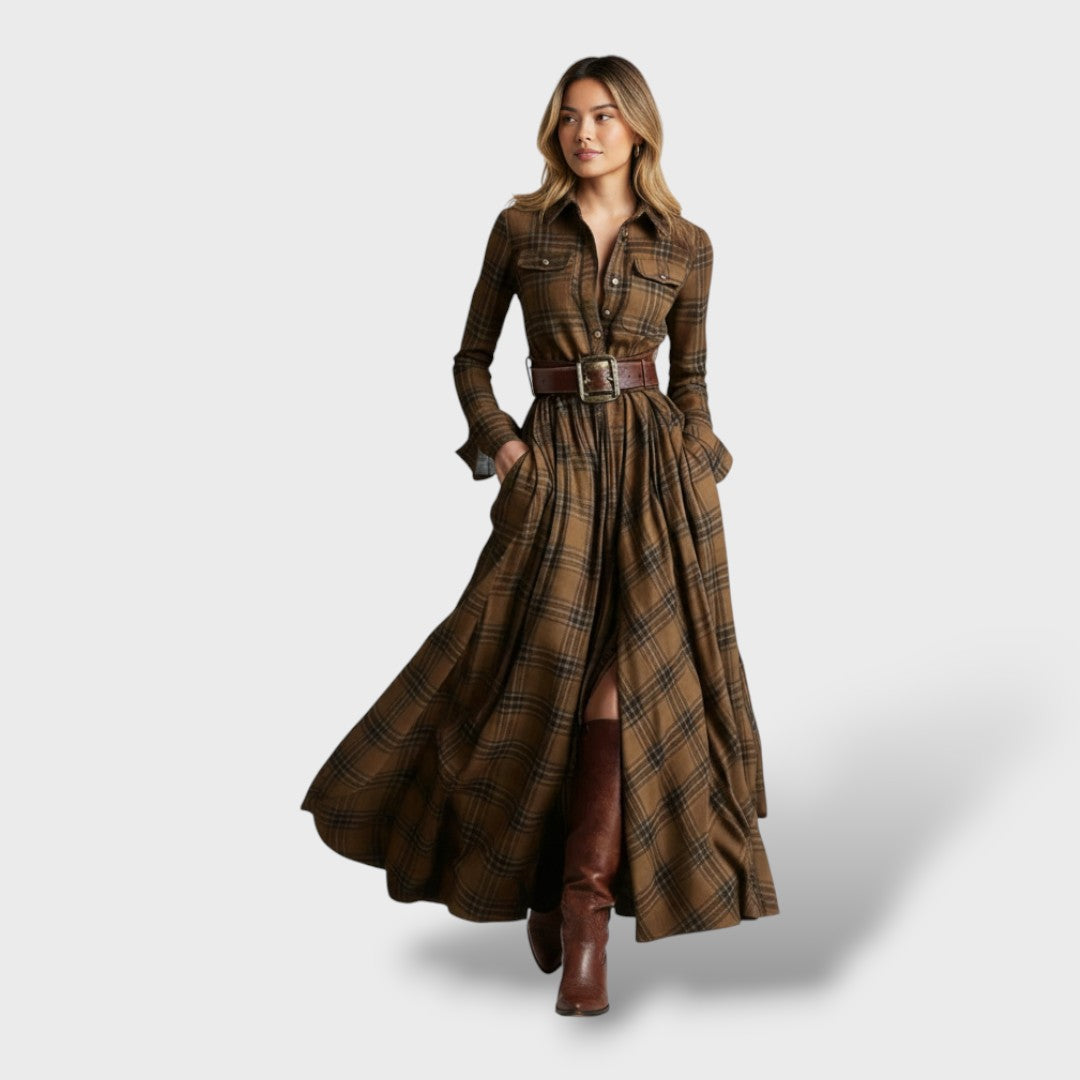 Damen Hemdblusenkleid mit Karomuster