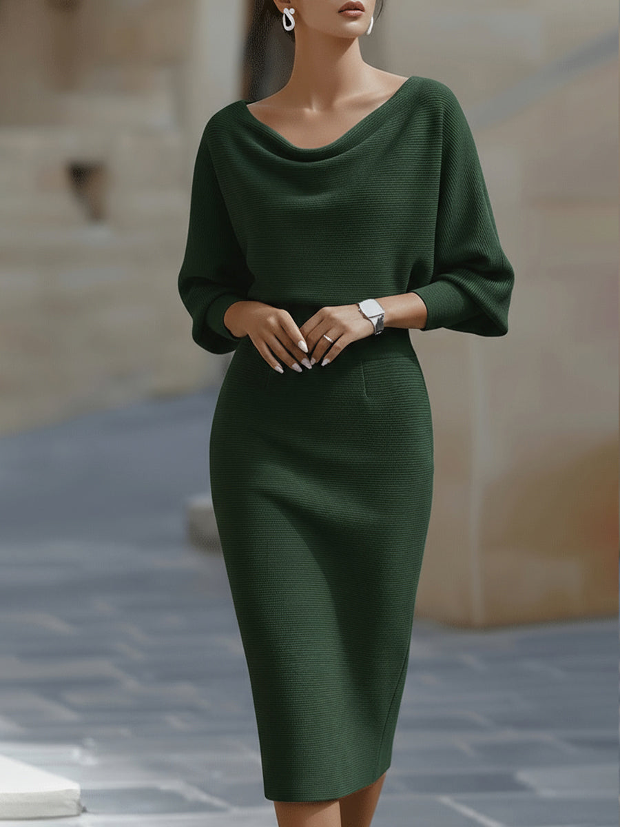 Lena | Midikleid Damen mit Fledermausärmeln