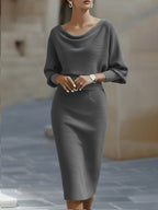 Lena | Midikleid Damen mit Fledermausärmeln