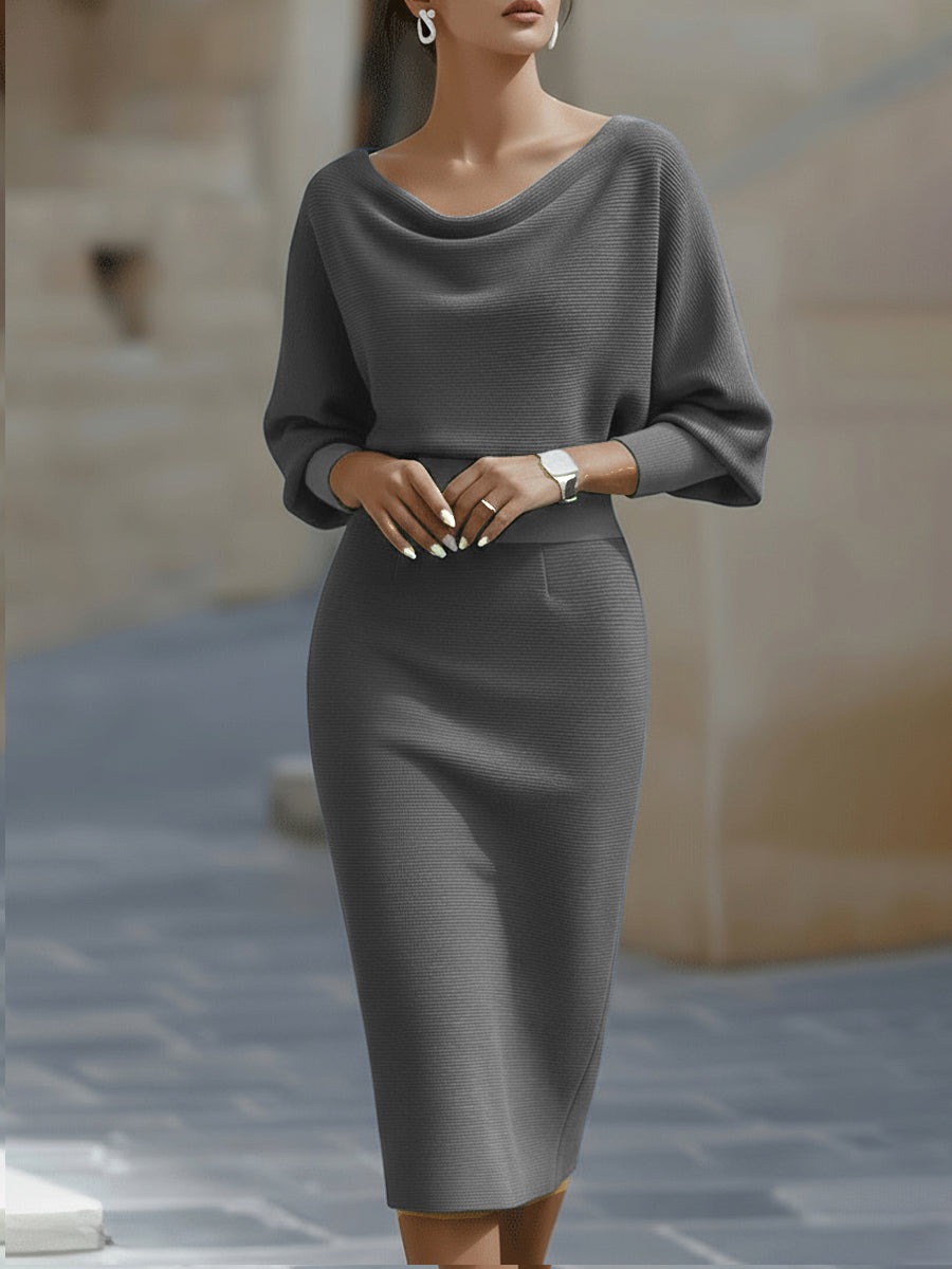 Lena | Midikleid Damen mit Fledermausärmeln