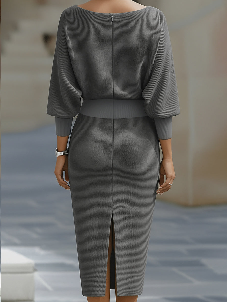 Lena | Midikleid Damen mit Fledermausärmeln