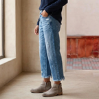 Mia | Straight Jeans Damen mit Fransensaum