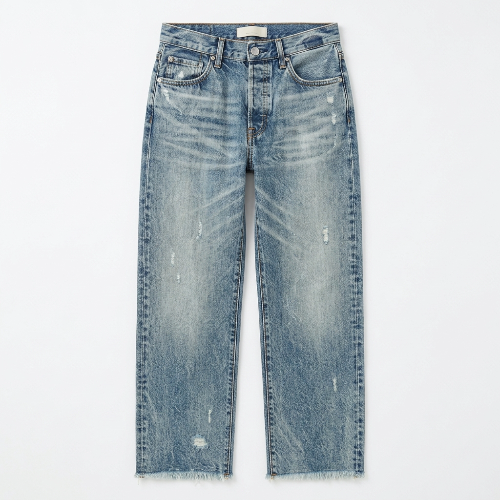 Mia | Straight Jeans Damen mit Fransensaum