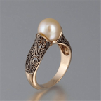 Vintage Perlenverzierter Goldring