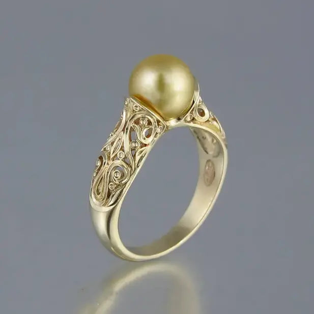 Goldener Vintage Perlen Ring