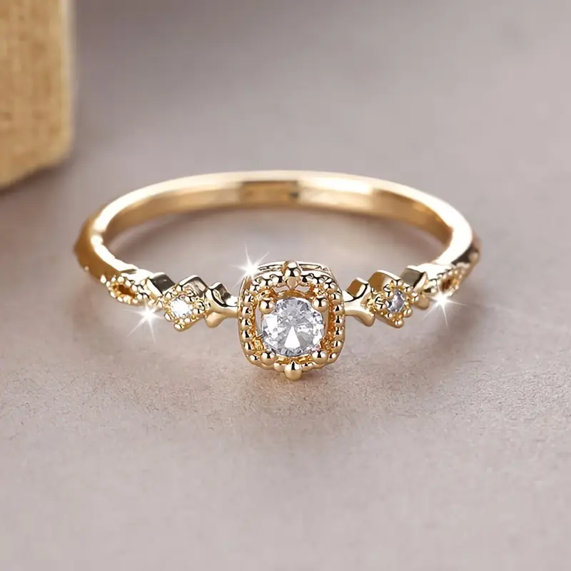 Vintage Kristall Heller Goldener Ring